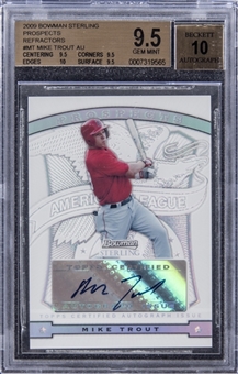 2009 Bowman Sterling Prospects Refractors #MT Mike Trout Signed Rookie Card (#030/199) – BGS GEM MINT 9.5/BGS 10 